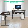 Modern Dark Brown Wood and Metal Corner L-Shaped Computer Desk