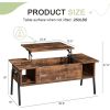 Modern Lift-Top Coffee Table Laptop Desk with Storage Shelf in Brown Wood Finish