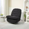 360¬∞ Swivel Recliner Adjustable Chair Chenille Glider Swivel Reclining Sofa Chair with Black Metal Round Base - Black