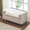 Storage Bench, 44.5-Inch Queen Velvet Button Bedside Bench, Entryway Living Room with Armrests, Nailhead Trim, Upholstered Bedroom Bench