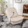 Ivory recliner, reclining lazy chair, mobile phone holder, large and comfortable reading chair, swivel gliding rocking chair, gold-stamped velvet