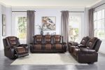 Modern Luxury Chair Glider Reclining 1pc Formal Living Room Furniture Premium Faux Leather Upholstery Comfortable Two-Tone Brown Finish