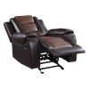 Modern Luxury Chair Glider Reclining 1pc Formal Living Room Furniture Premium Faux Leather Upholstery Comfortable Two-Tone Brown Finish