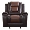 Modern Luxury Chair Glider Reclining 1pc Formal Living Room Furniture Premium Faux Leather Upholstery Comfortable Two-Tone Brown Finish
