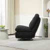 360¬∞ Swivel Recliner Adjustable Chair Chenille Glider Swivel Reclining Sofa Chair with Black Metal Round Base - Black