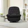 360¬∞ Swivel Recliner Adjustable Chair Chenille Glider Swivel Reclining Sofa Chair with Black Metal Round Base - Black