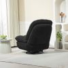 360¬∞ Swivel Recliner Adjustable Chair Chenille Glider Swivel Reclining Sofa Chair with Black Metal Round Base - Black