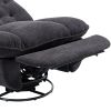 360¬∞ Swivel Recliner Adjustable Chair Chenille Glider Swivel Reclining Sofa Chair with Black Metal Round Base - Black