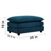 Chenille Fabric Ottomans Footrest to Combine with 2 Seater Sofa, 3 Seater Sofa and 4 Seater Sofa, Blue Chenille