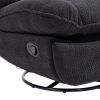 360¬∞ Swivel Recliner Adjustable Chair Chenille Glider Swivel Reclining Sofa Chair with Black Metal Round Base - Black