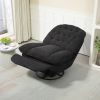 360¬∞ Swivel Recliner Adjustable Chair Chenille Glider Swivel Reclining Sofa Chair with Black Metal Round Base - Black