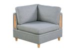 Living Room Furniture 6pc Modular Sectional Set Light Grey Dorris Fabric Couch 2x Corner Wedges 3x Armless Chairs And 1x Ottoman