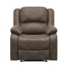 Modern Reclining Chair Brown Polished Microfiber Pillowtop Arms Solid Wood Frame 1pc Living Room Furniture