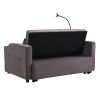 Modern Velvet Loveseat Futon Sofa Couch w/Pullout Bed,Small Love Seat Lounge Sofa with adjustable Reclining Backrest,Toss Pillows, Pockets