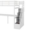 Twin Size Loft Bed with Storage Staircase and Built-in Desk
