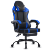Video Game Chairs for Adults, PU Leather Gaming Chair with Footrest, 360¬∞Swivel Adjustable Lumbar Pillow Gamer Chair, Comfortable Computer Chair