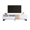 Modern TV Stand for 80'' TV with Double Storage Space, Media Console Table, Entertainment Center with Drop Down Door for Living Room, Bedroom