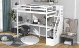 Twin Size Loft Bed with Storage Staircase and Built-in Desk