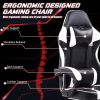 Video Game Chairs for Adults, PU Leather Gaming Chair with Footrest, 360¬∞Swivel Adjustable Lumbar Pillow Gamer Chair, Comfortable Computer Chair