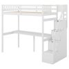 Twin Size Loft Bed with Storage Staircase and Built-in Desk