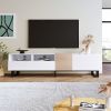 Modern TV Stand for 80'' TV with Double Storage Space, Media Console Table, Entertainment Center with Drop Down Door for Living Room, Bedroom