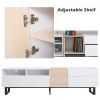 Modern TV Stand for 80'' TV with Double Storage Space, Media Console Table, Entertainment Center with Drop Down Door for Living Room, Bedroom