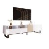 Modern TV Stand for 80'' TV with Double Storage Space, Media Console Table, Entertainment Center with Drop Down Door for Living Room, Bedroom
